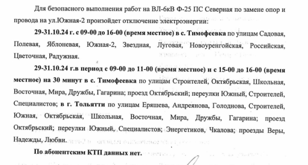 Отключение электроэнергии